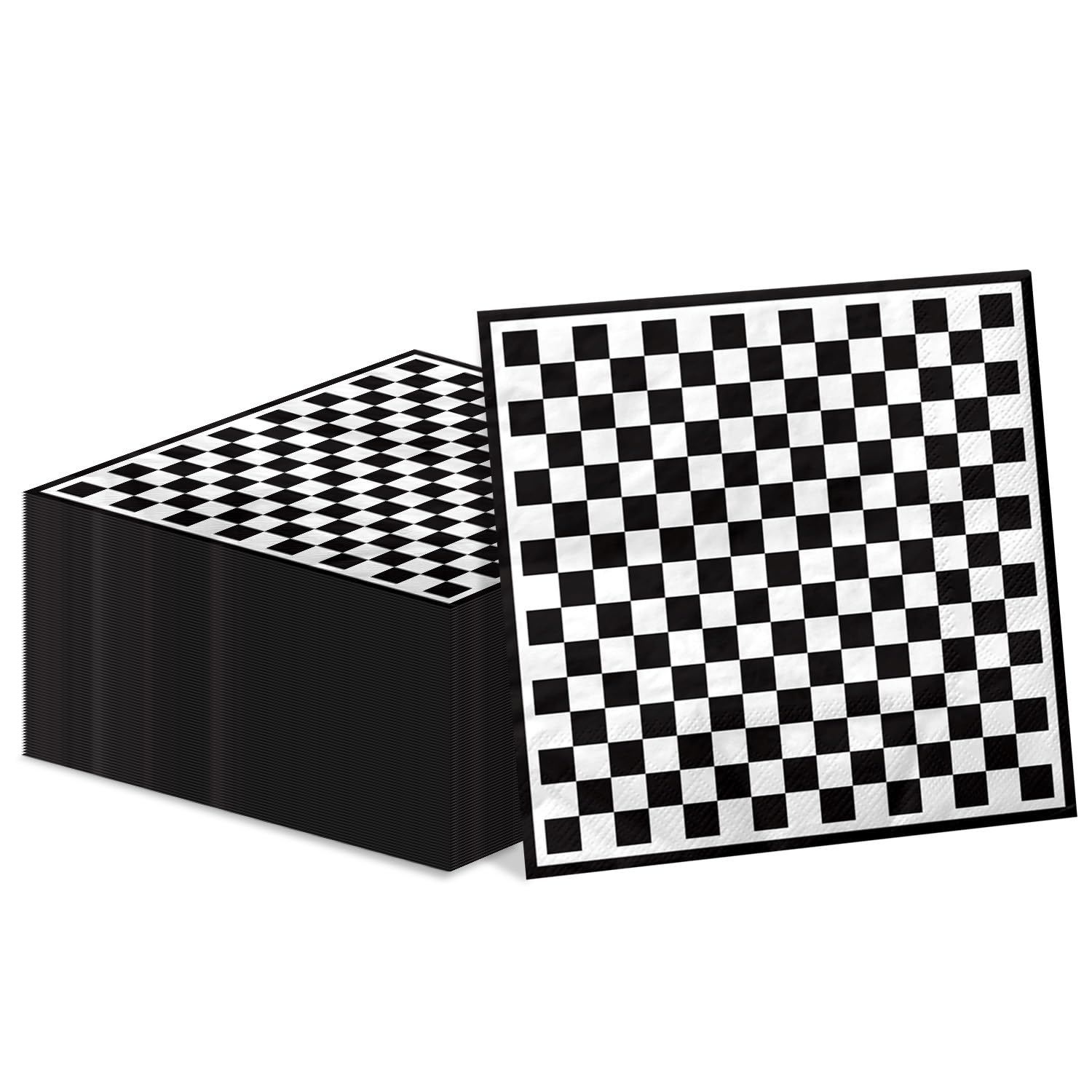 HEIPINIUYE Tovaglioli Di Carta A Scacchi Bianchi E Neri 50 Pezzi - 3 Veli 33x33cm, Perfetti Per Feste A Tema Racing