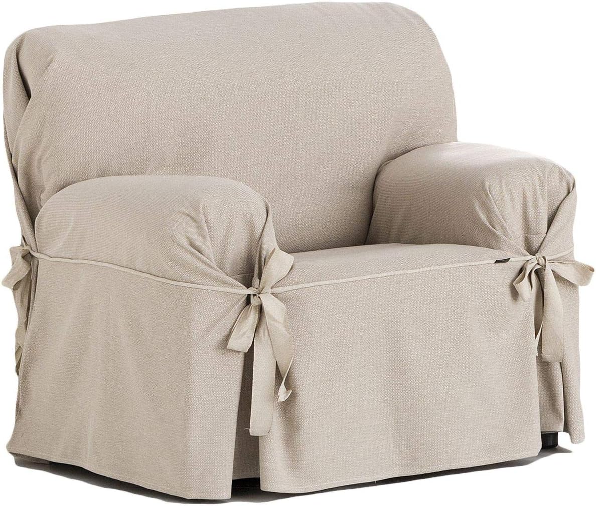 Eysa Italia F616081 Constanza Universal 1 Seat Sofa Cover with Ribbons, Linen