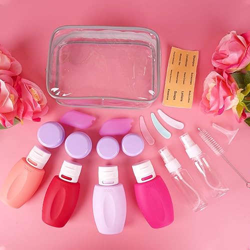 Miniatura 4 de JaneJu - Botellas de viaje para artículos de tocador, aprobadas por la TSA, paquete de 4 recipientes de tamaño de viaje, recargables a prueba de