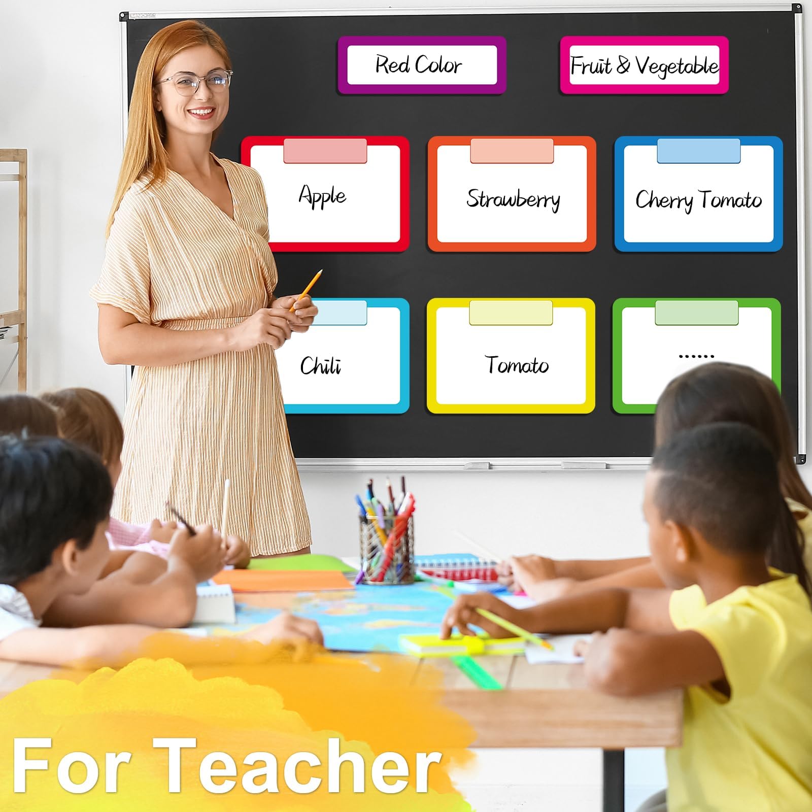 8PCS Magnetic Dry Erase Label Write & Wipe Paper Organization Chart for Classroom Whiteboard Goals Targets Teacher Organizations Objectives Board Bright Colorful Learning Magnets for School Supplies - Image 4