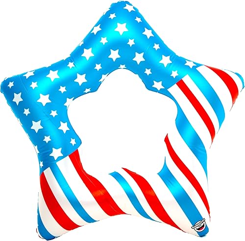 Bigmouth Inc. - Flotador inflable hecho de vinil resistente para piscina o playa, ideal como regalo, Estrella patriótica