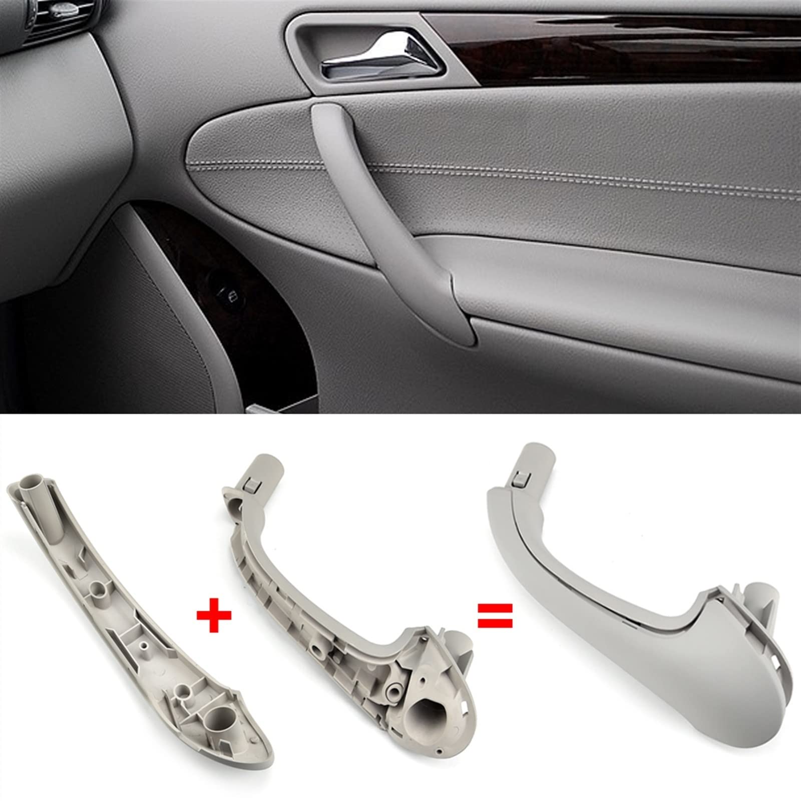 Auto Inner Door Handle Per Benz Per W203 Per Classe C Per Berlina 2000-2007 4 Pcs Auto Anteriore Sinistra Destra Porta Interna Maniglia Tiro Maniglia Interna (Misurare : Black-2PCS)