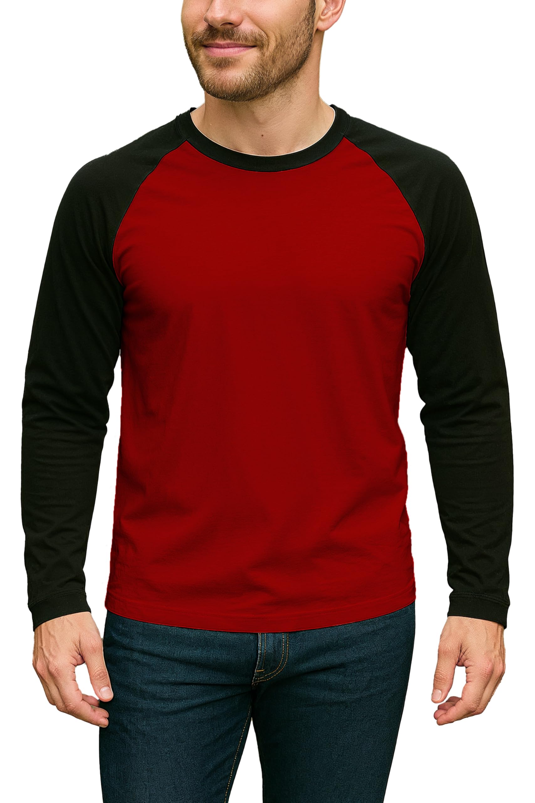 Decrum Raglan Shirt Men - Soft Sports Jersey Style Long Sleeve Baseball Shirts for Men