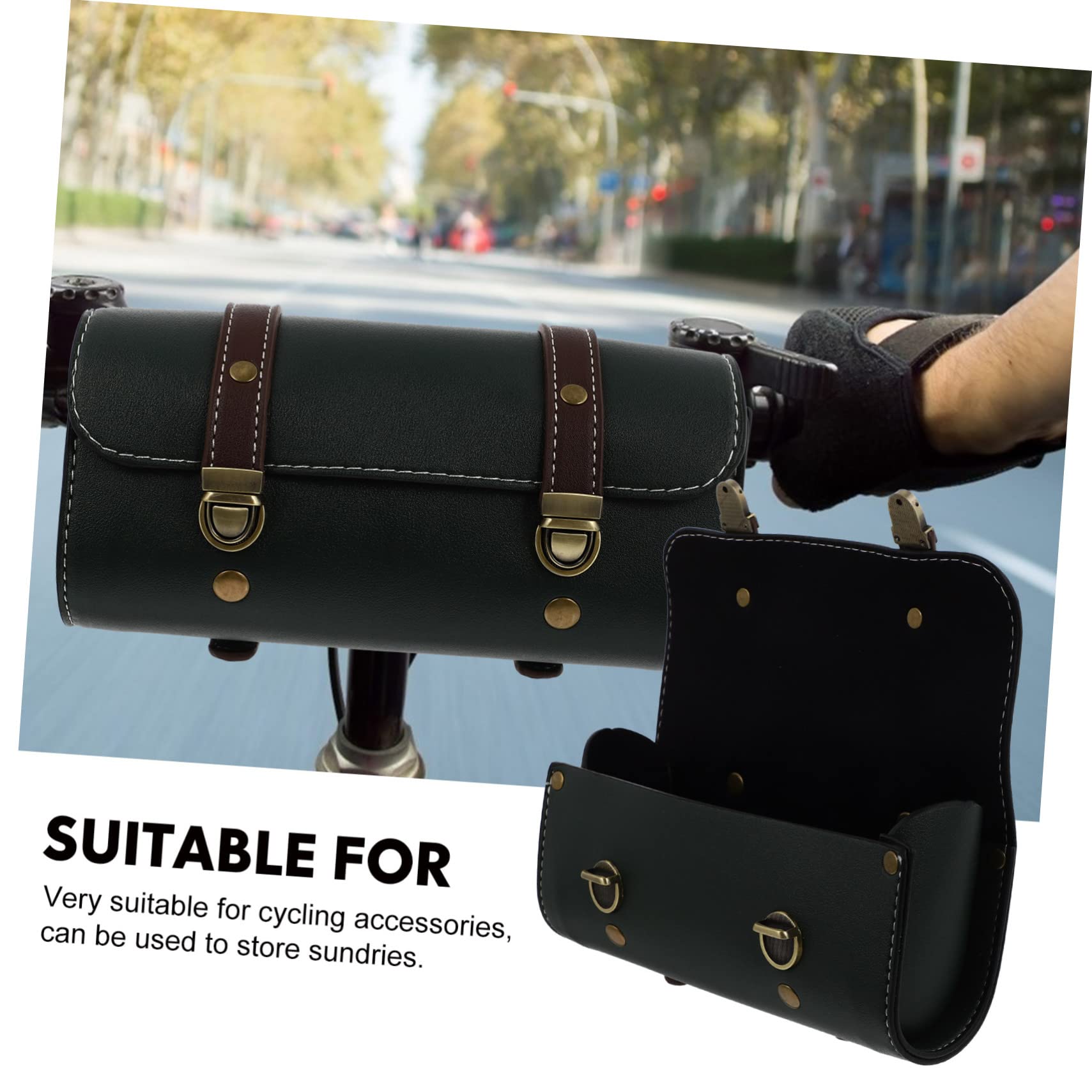 Borsa Bici Retrò Grande Capacità in Pu, Verde, Semplice | Protezione Solare, per Dispositivo e Accessori, Borsa Posteriore da Bici Elettrica e Moto
