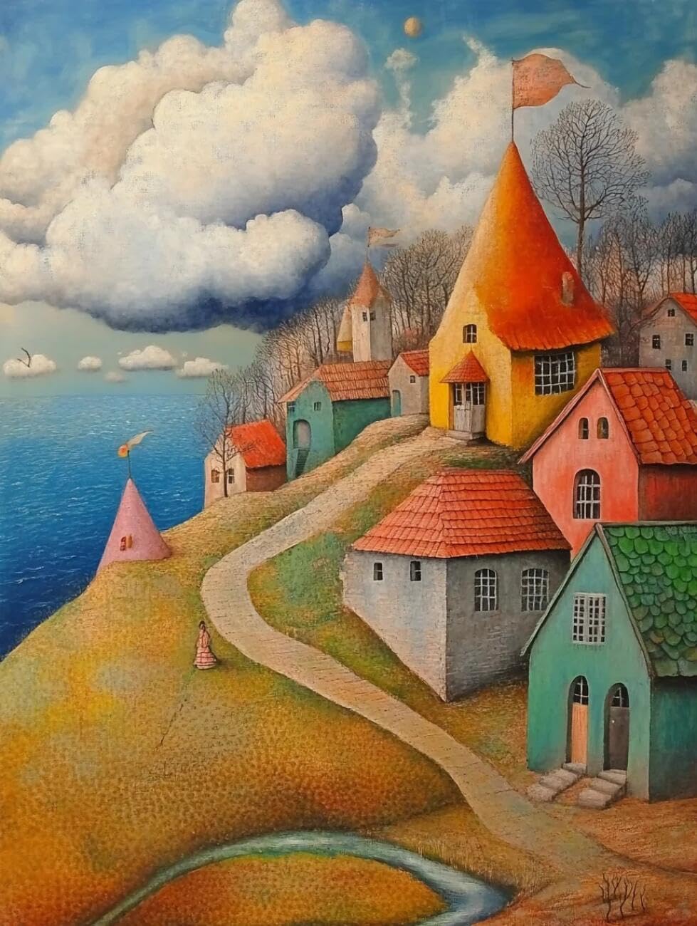 Rqwybcaxn Bead Embroidery Kits Cartoon House 40x50cm