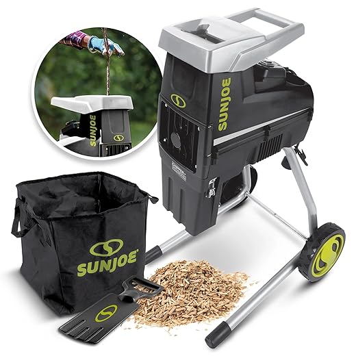 Sun Joe CJ603E 15-Amp 1.7-Inch Cutting Diameter Electric Silent Wood Chipper/Shredder, green