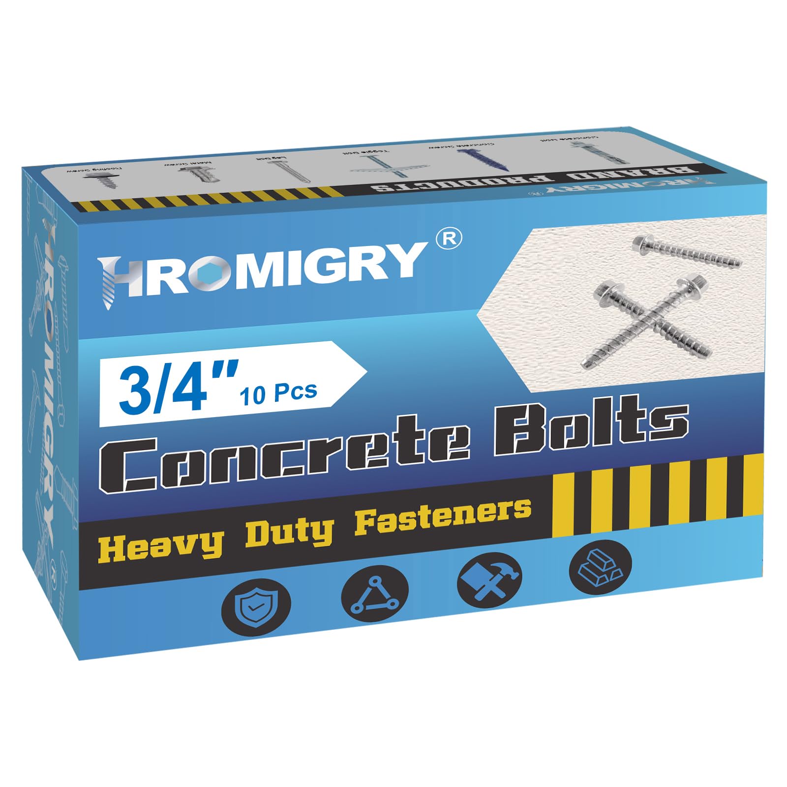 Tornillos de hormigón de 3/4 x 5 pulgadas, paquete de 10