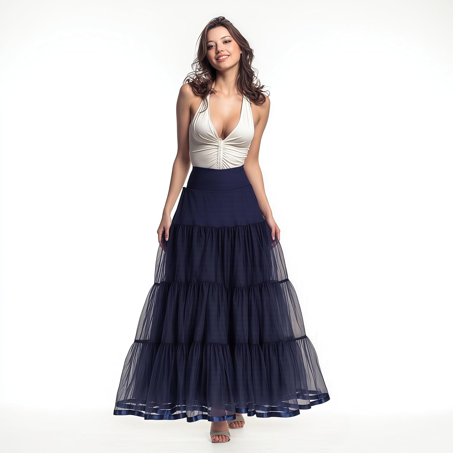 CHERRY LOVE Long Petticoat Ankle Length Underskirt for Wedding Dress Full Length Crinoline Slip - Image 4