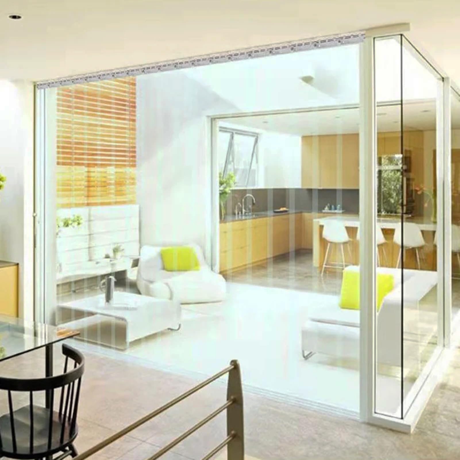 Rideau À Lanières en Plastique Transparent Rideau Industriel À Lanières Rideaux pour Portes de Congélateur Résistant Aux Intempéries (Color : Clear, Size : 150x190cm/59.06x74.8in)