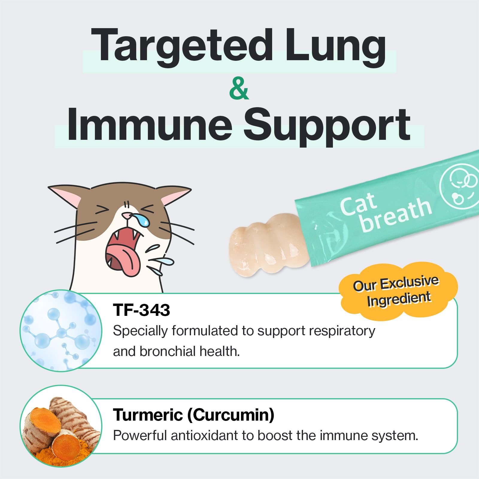 Cat Breath Bronchial Supplements Cat Sneezing Treatment Asthma Cold Cough Nose Relief Respiratory&Immune Support with TF-343-30 lickable Formula Individually Packaged, Chicken (1 Pack) — Amazon image 5