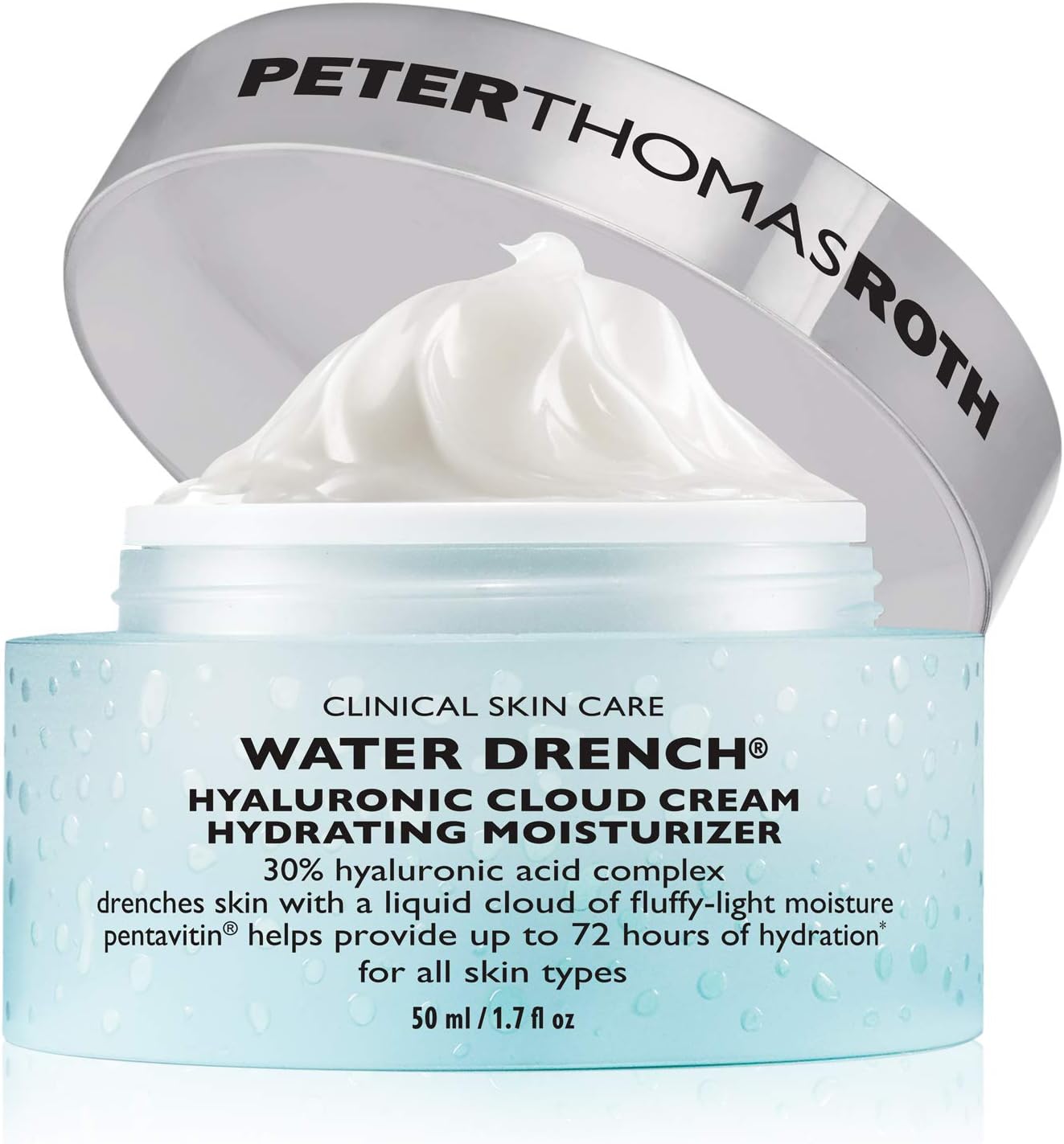 Peter Thomas Roth | Water Drench Hyaluronic Cloud Cream Hydrating Moisturizer, Refillable Jar, Hydrating Moisturizer for Face, Up to 72 Hours of Hydration for Youthful-Looking Skin, Fragrance Free