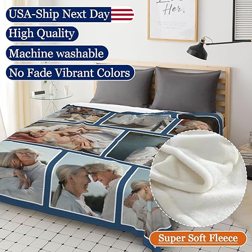 Miniatura 3 de Manta personalizada con fotos de texto, regalos para marido, esposa, novia, novio, cumpleaños, aniversario, boda, San Valentín, Navidad, 30 x 40