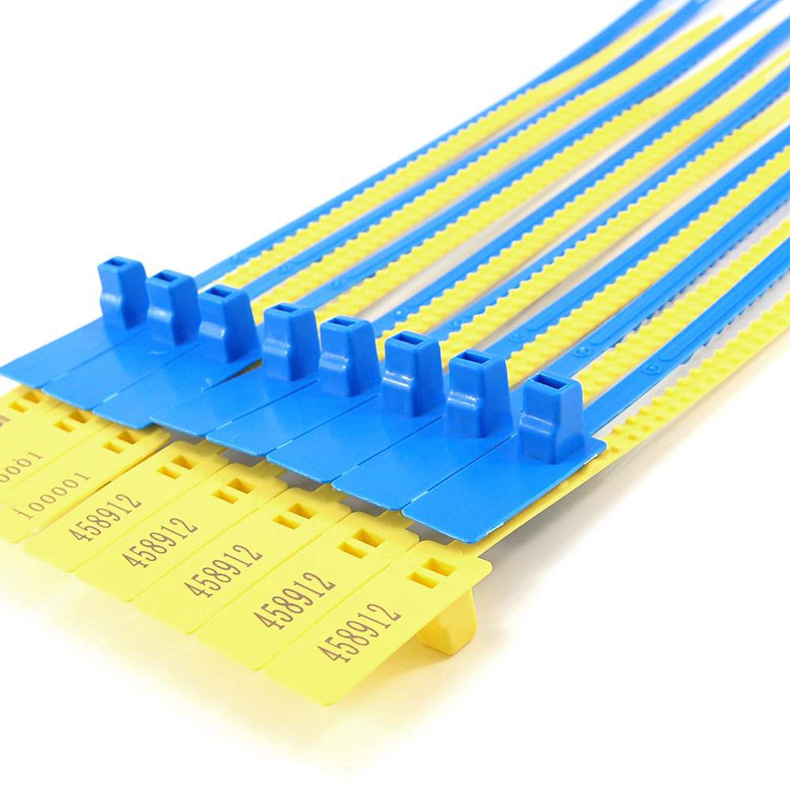 Etichette in plastica, 100 pezzi, monouso, numerate, sigillo regolabile, flangia per cavi, etichetta con cerniera, giallo