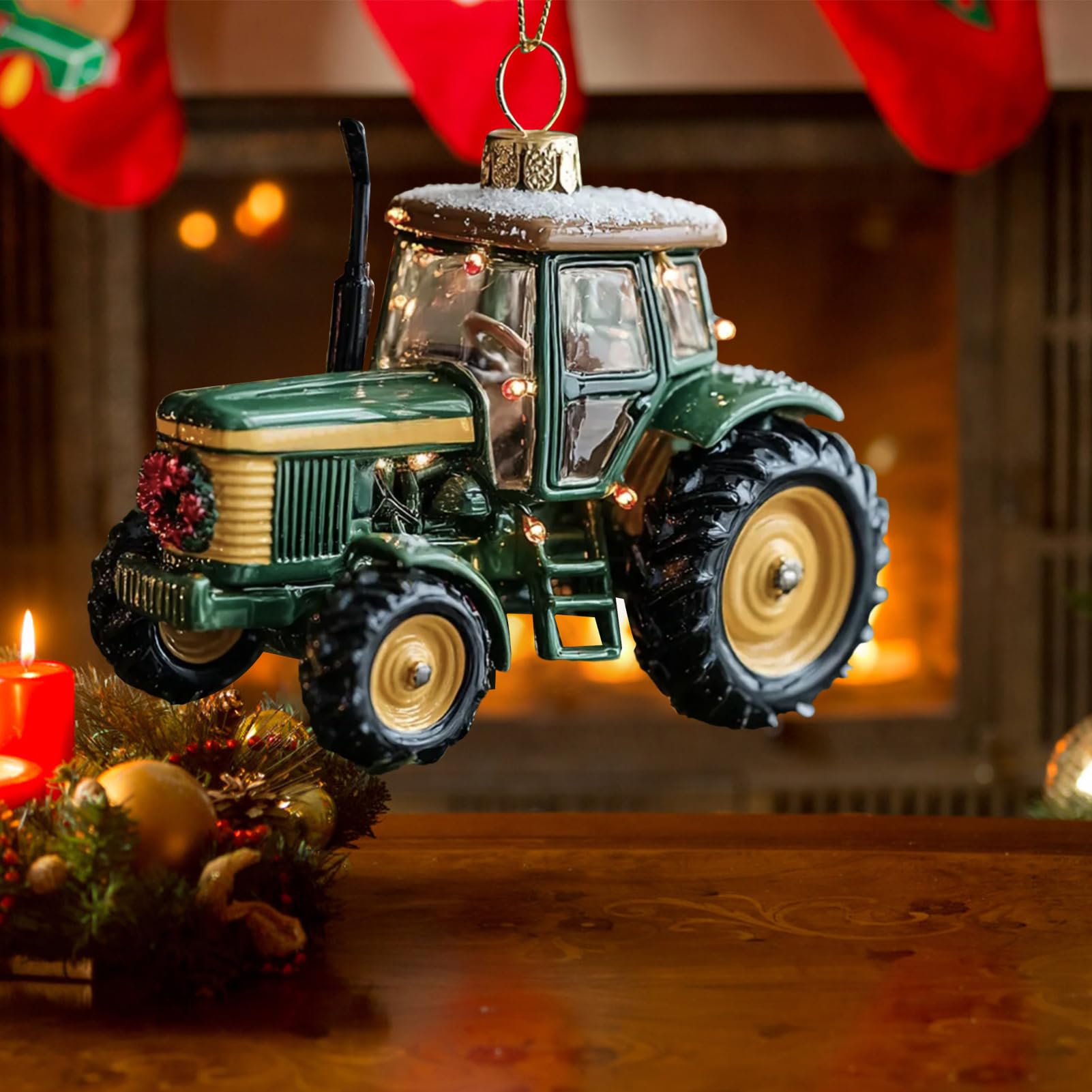 Ornamenti natalizi in legno con stampa di trattori agricoli, decorazioni per albero di Natale, decorazioni artigianali da appendere