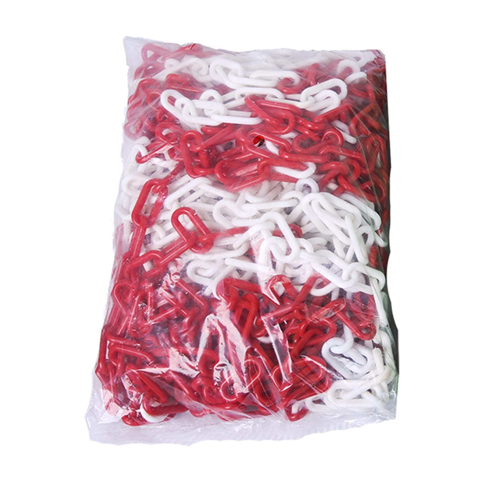 Wytrzymała plastikowa bariera łańcuchowa, 25 m, czerwono-biała, ogniwo ostrzegawcze do kontroli tłumu, lekka blokada parkowania z haczykami, wodoodporne rozwiązanie do zarządzania kolejką, 10 mm