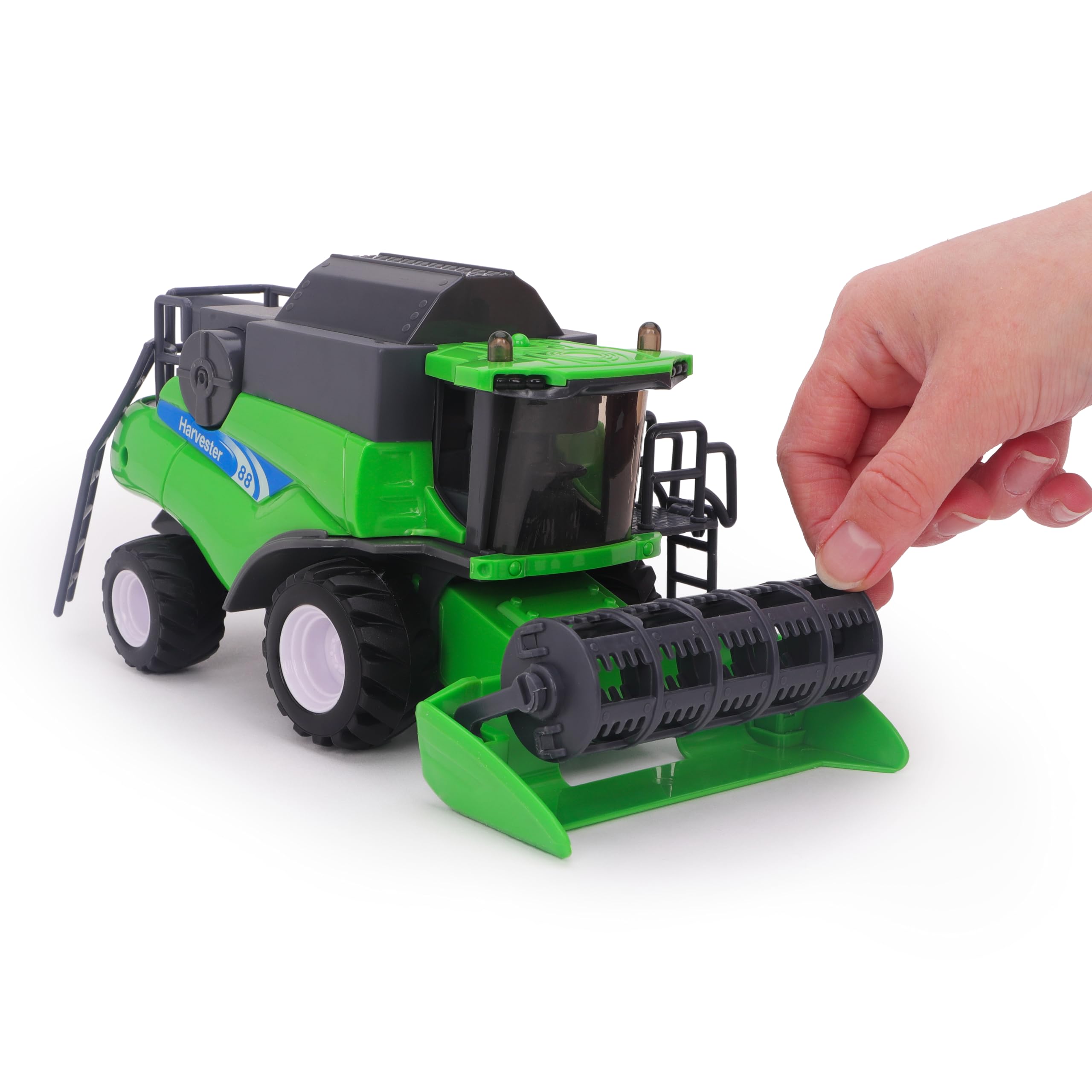 Toyland® 26cm (10”) Cosechadora de Juguete Verde a Escala 1:32 - Vehículo agrícola impulsado por fricción con Piezas móviles - Juego Interactivo para niños - Más de 3 años