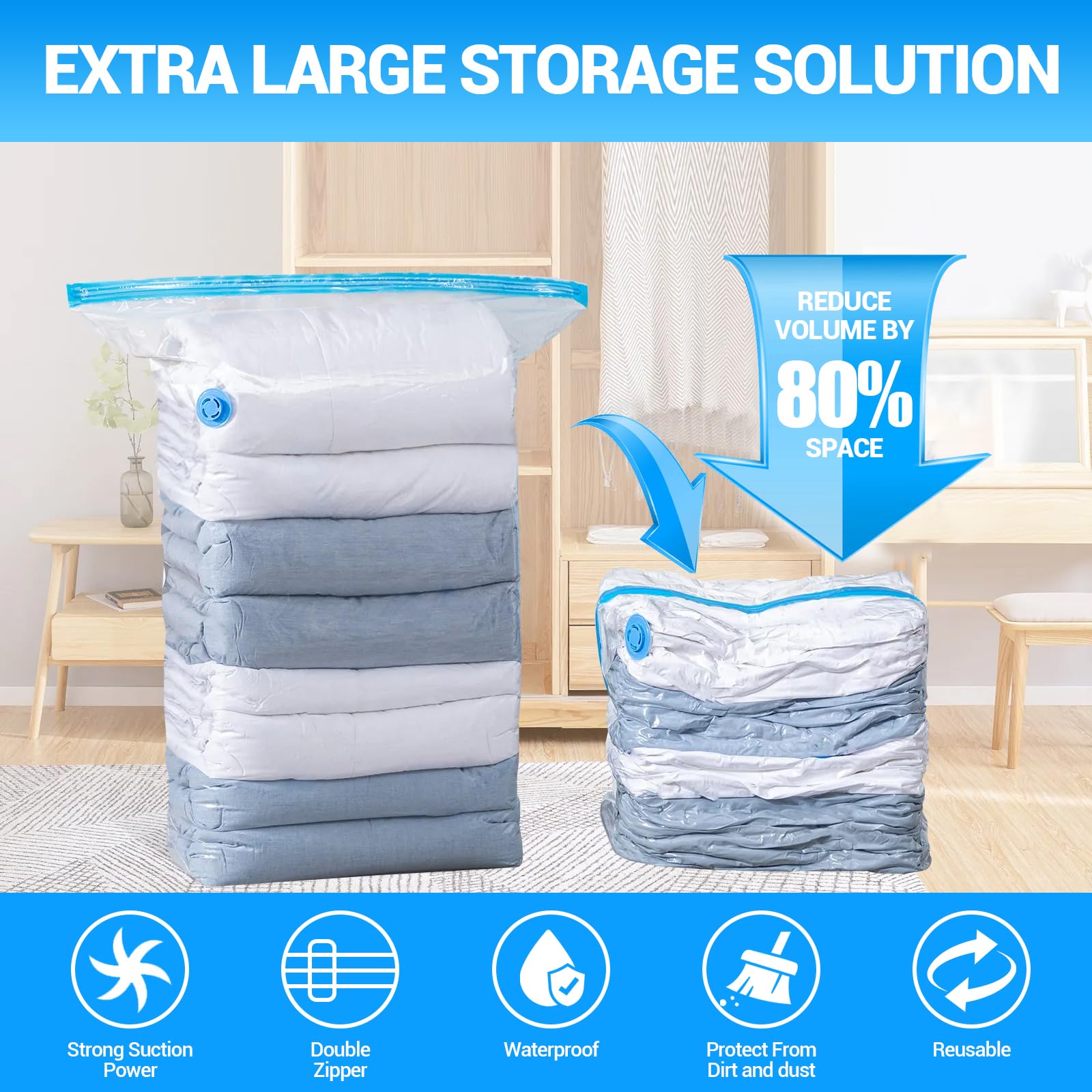 Sac de compression sous vide,02-60x80--Sac de rangement sous vide