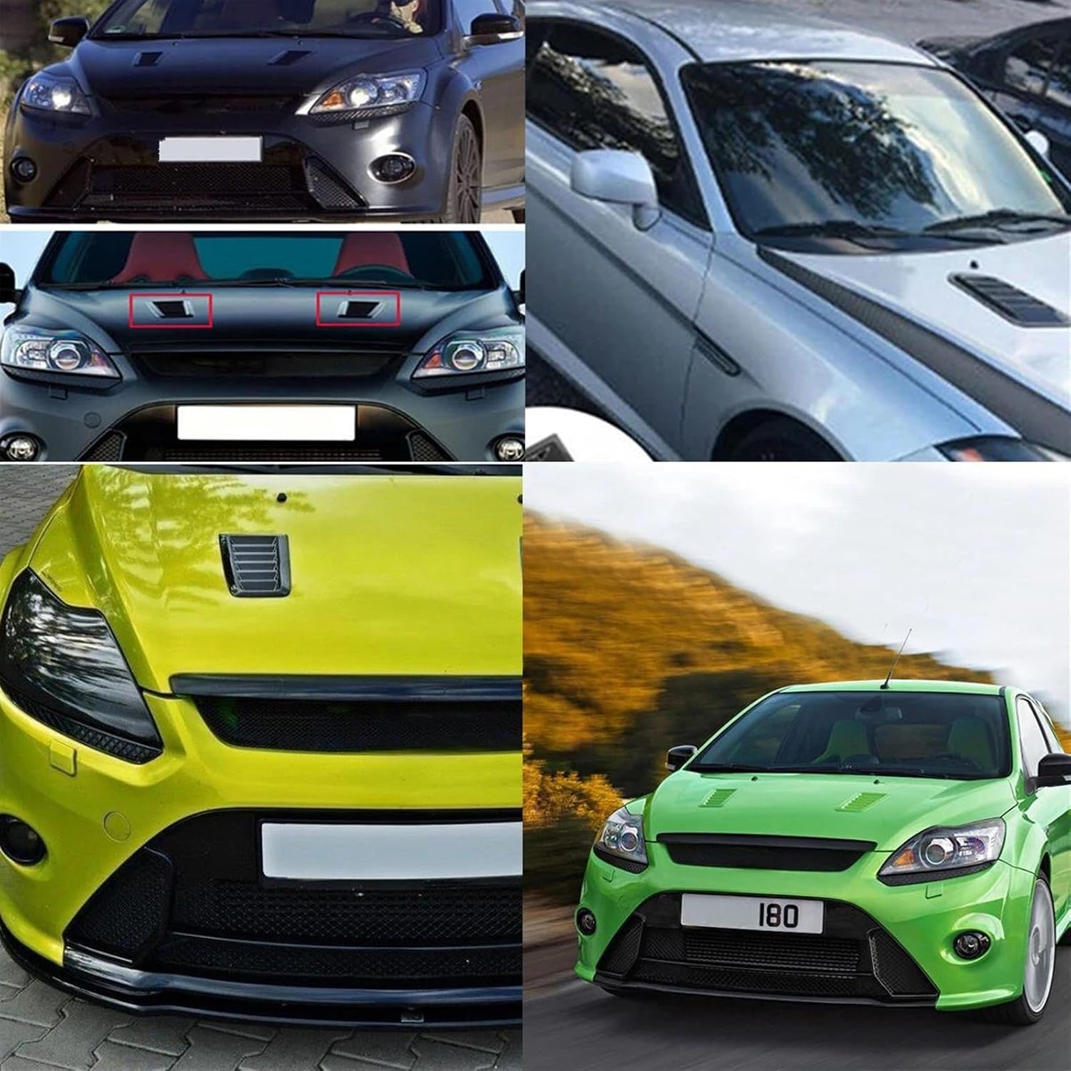 Air Flow Intake Covers for Focus RS ST MK2 MK3 Style 2pcs Car Bonnet Vent Frame Hood Vent Trim Turbo Bonnet Car Hood Vent Modification Accessories image 2