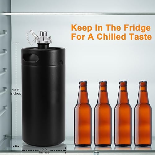 Miniatura 4 de Mini cultivador de barril de 128 onzas con grifo de bomba de barril, mini kegerador, barril de cerveza portátil, dispensador de cerveza de acero