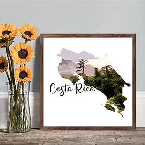 Amazon.com: COCOKEN Costa Rica Landscape Rustic Framed Wood Sign Costa ...