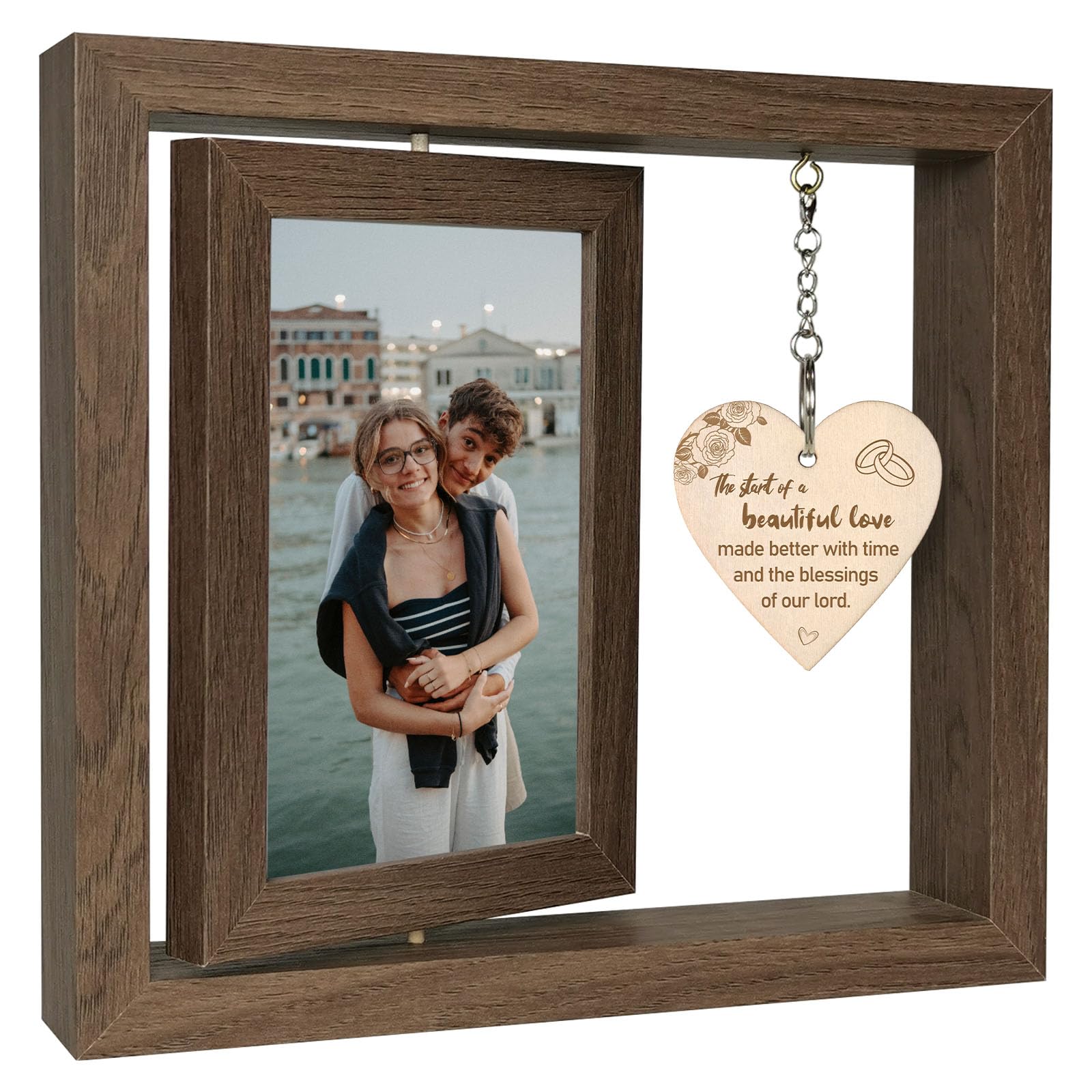 EYITUPC Rustic Sentimental Then & Now Anniversary Picture Frame Gifts, Display Two 4x6 Inches (Then & Now)