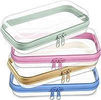 Vista 18 de Hoolerry 4 piezas de estuches rígidos transparentes con cremallera, bolsas de maquillaje, estuche de lápices de plástico, contenedores de caja