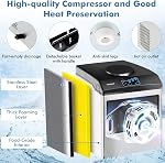 COSTWAY 2-in-1 ice maker with built-in water dispenser, 48 lbs per day, S/M/L size ice cubes, 5 lbs storage basket, fast in 6 mins, stainless steel ice maker with expandable chilled water spout