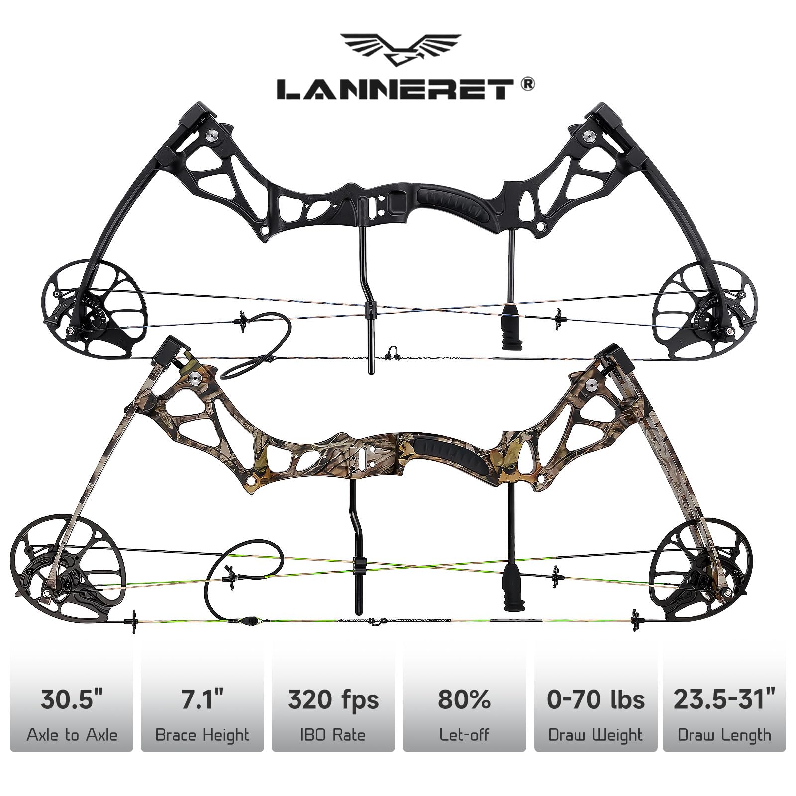 Lightweight Compound Bow and Archery Sets for Adults and Teens ?Right Hand Archery Compound Bows 0-70 lbs Draw Weight Adjustable for Beginners?23.5