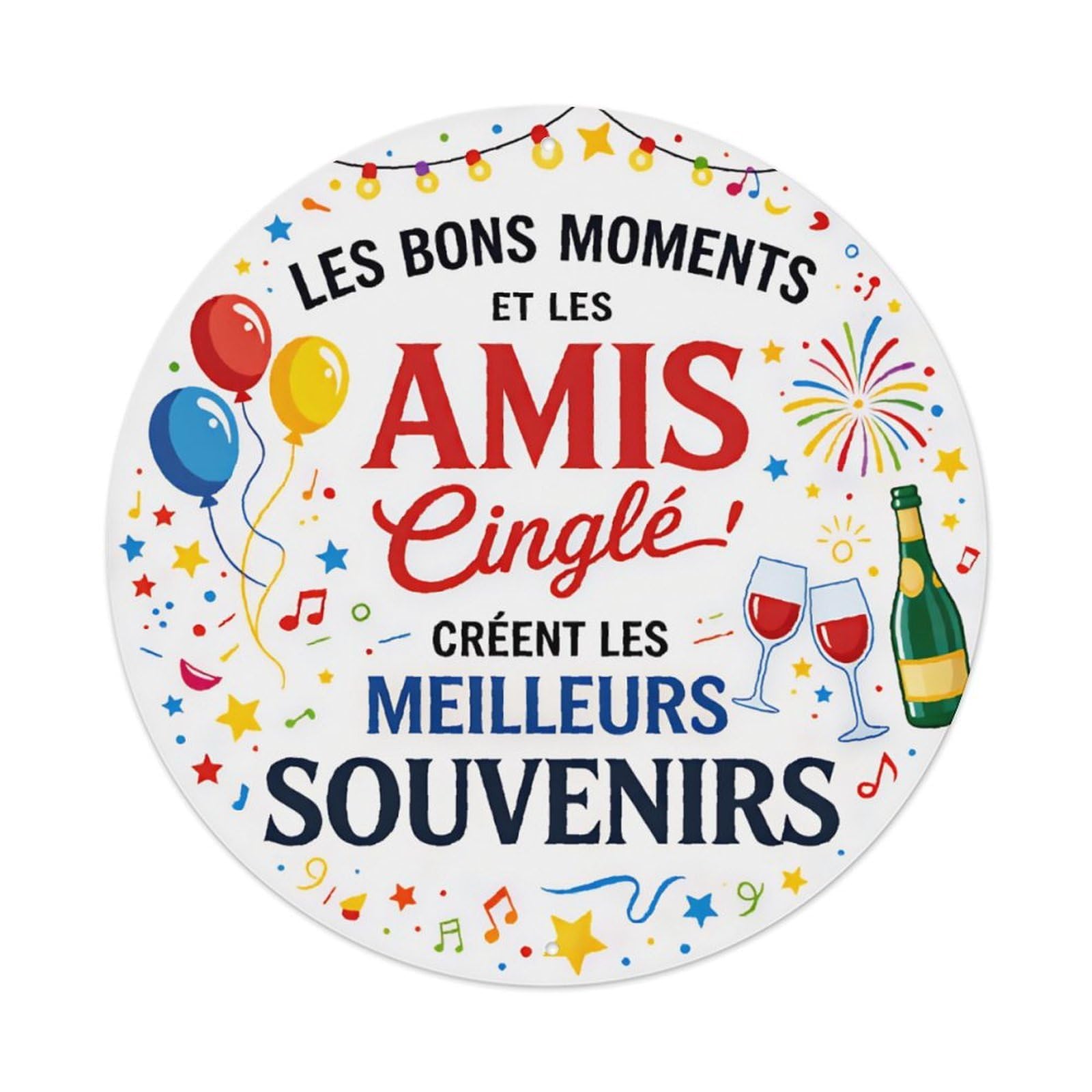 French Party Text Aluminium Sign 20x20cm