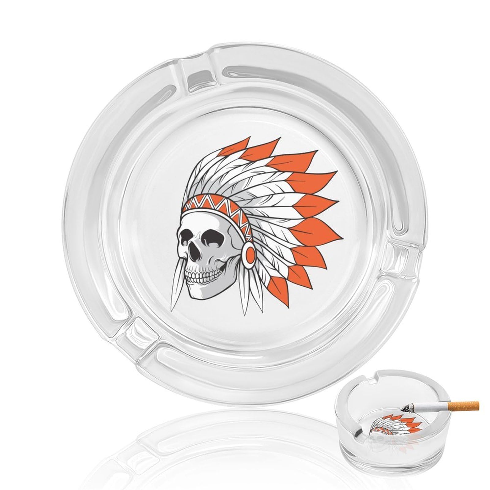Nclqvjxzkhw Style Indian Skull Glass Ashtray Round Ash Tray Smoking Trays For Home Garden Outdoor