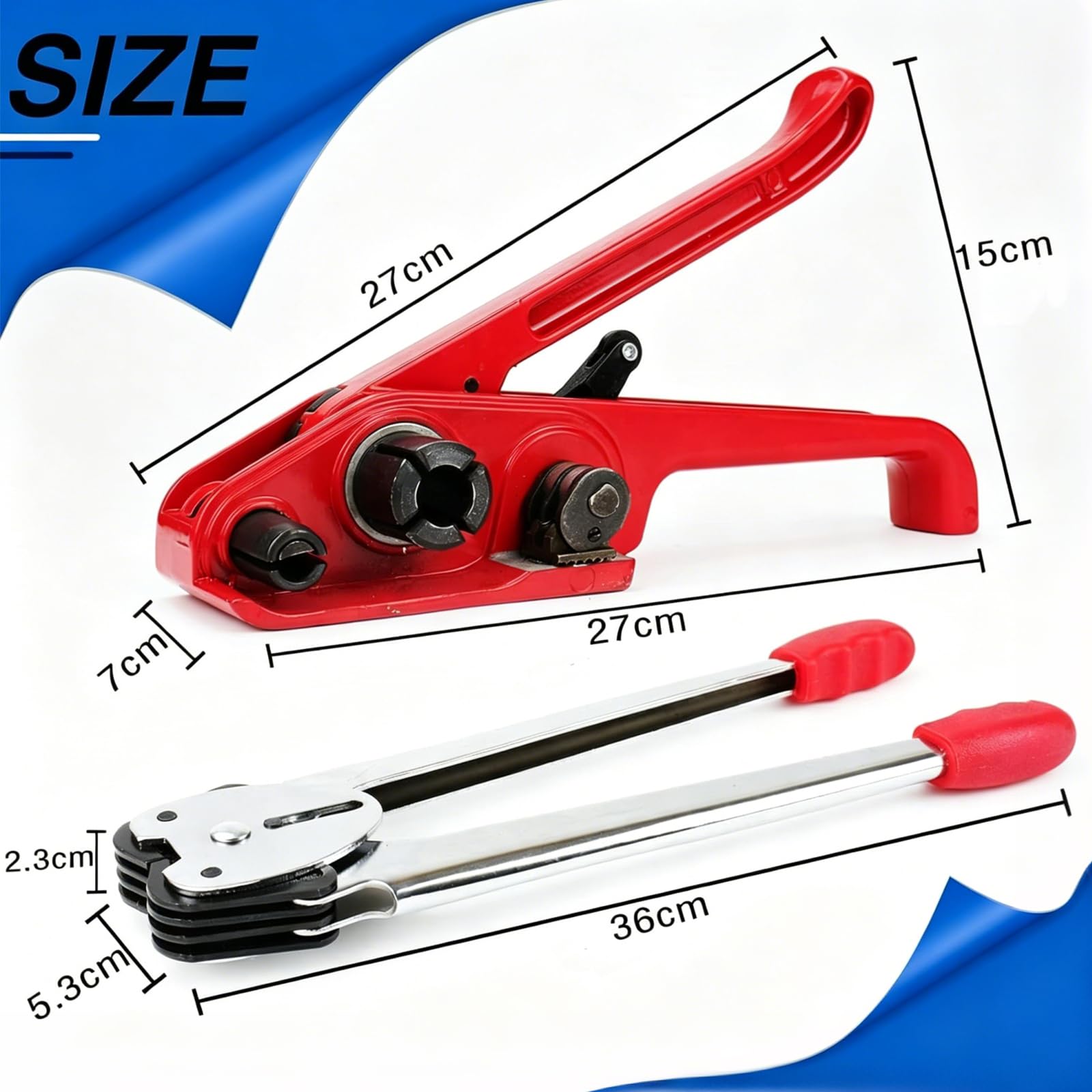 Schwerlast-Manuelles Umreifungswerkzeug-Set 13mm mit 100m PET-Umreifungsrolle, 100 Metallverschlüsse, Spanner & Verschließer