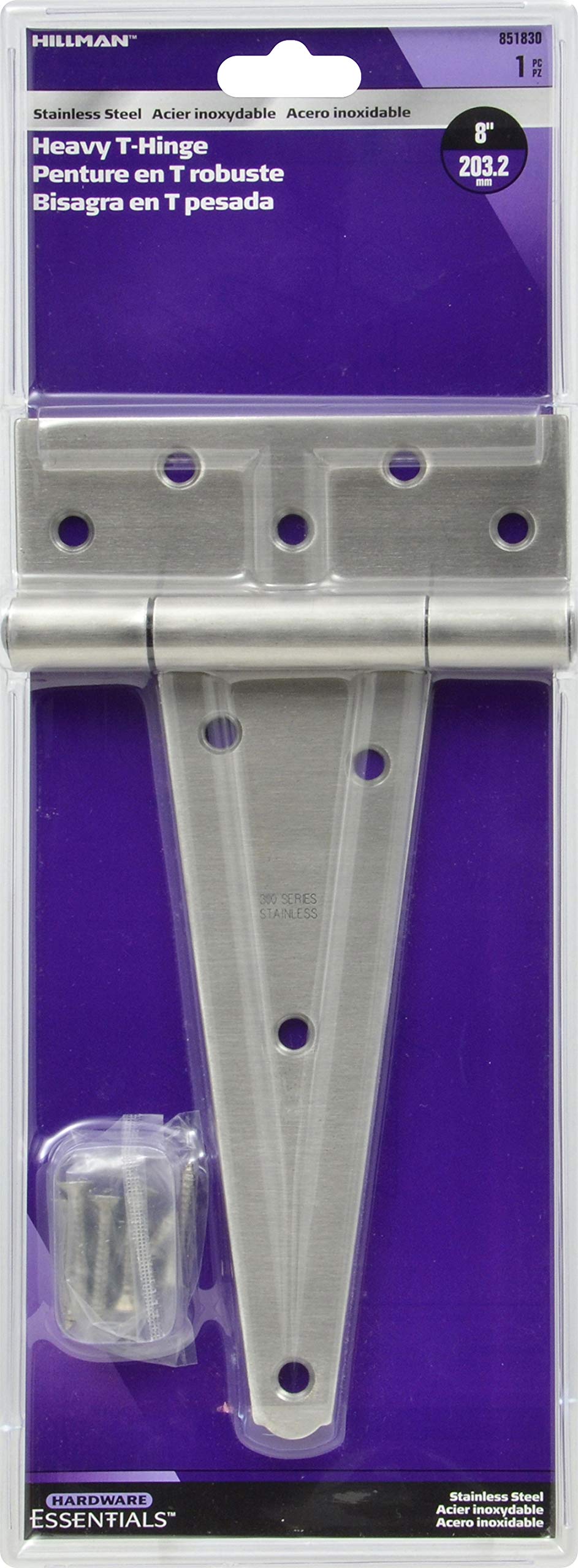 The Hillman Group The Hillman Group 851830 - Bisagra en T pesada de 20,32 cm, acero inoxidable, 1 unidad