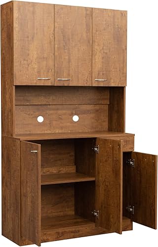 Miniatura 71 de LUMISOL Armario de despensa de cocina de granja de 67 pulgadas de alto, armario de bar de cocina con 4 puertas, 1 cajón y estantes de almacenamiento