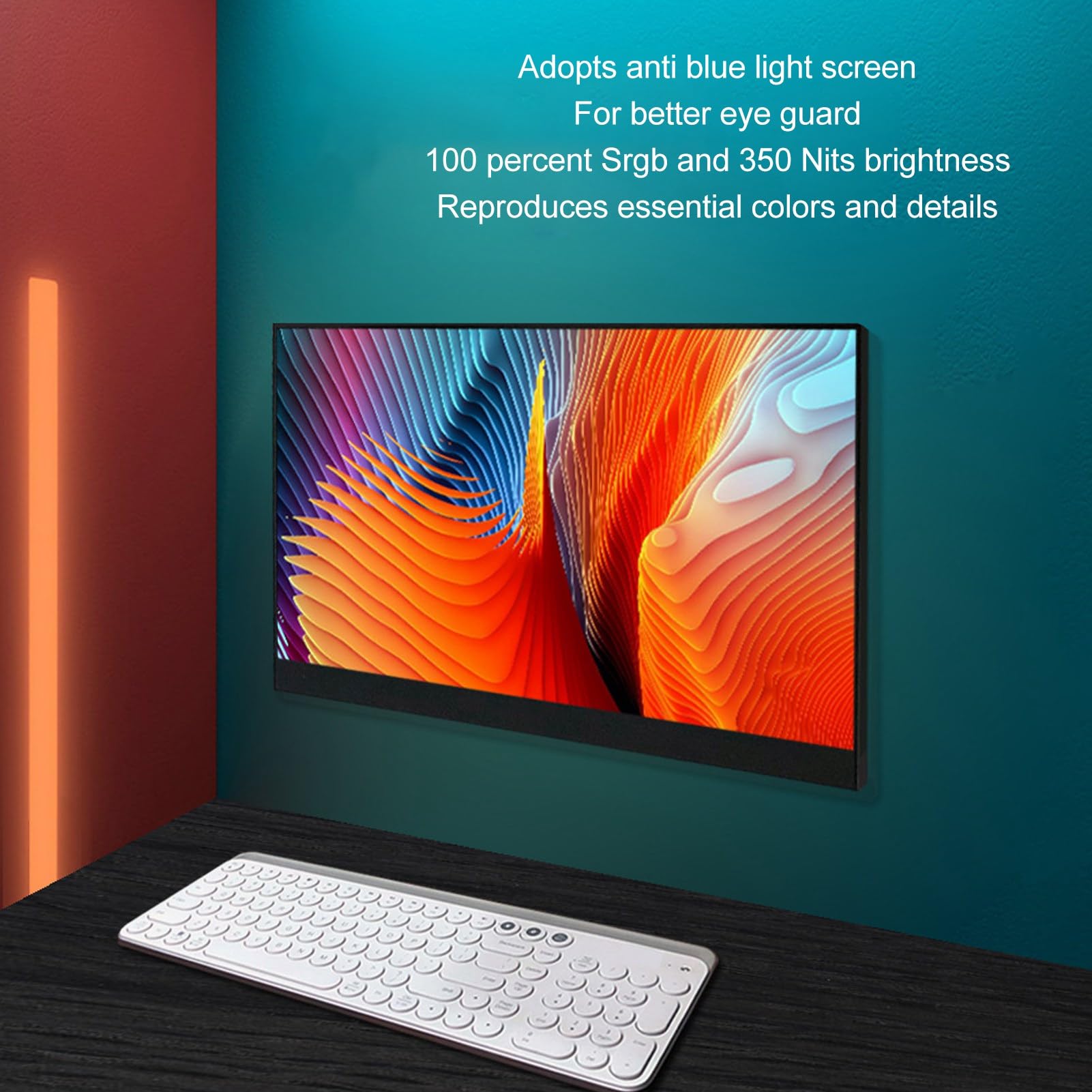 Przenośny Monitor, Wyświetlacz Komputerowy 13,3 Cala 1080P FHD USB C HDMI, Zewnętrzny Monitor do Gier HDR IPS z Głośnikiem, Przedłużacz Ekranu dla X360 dla Przełącznika dla