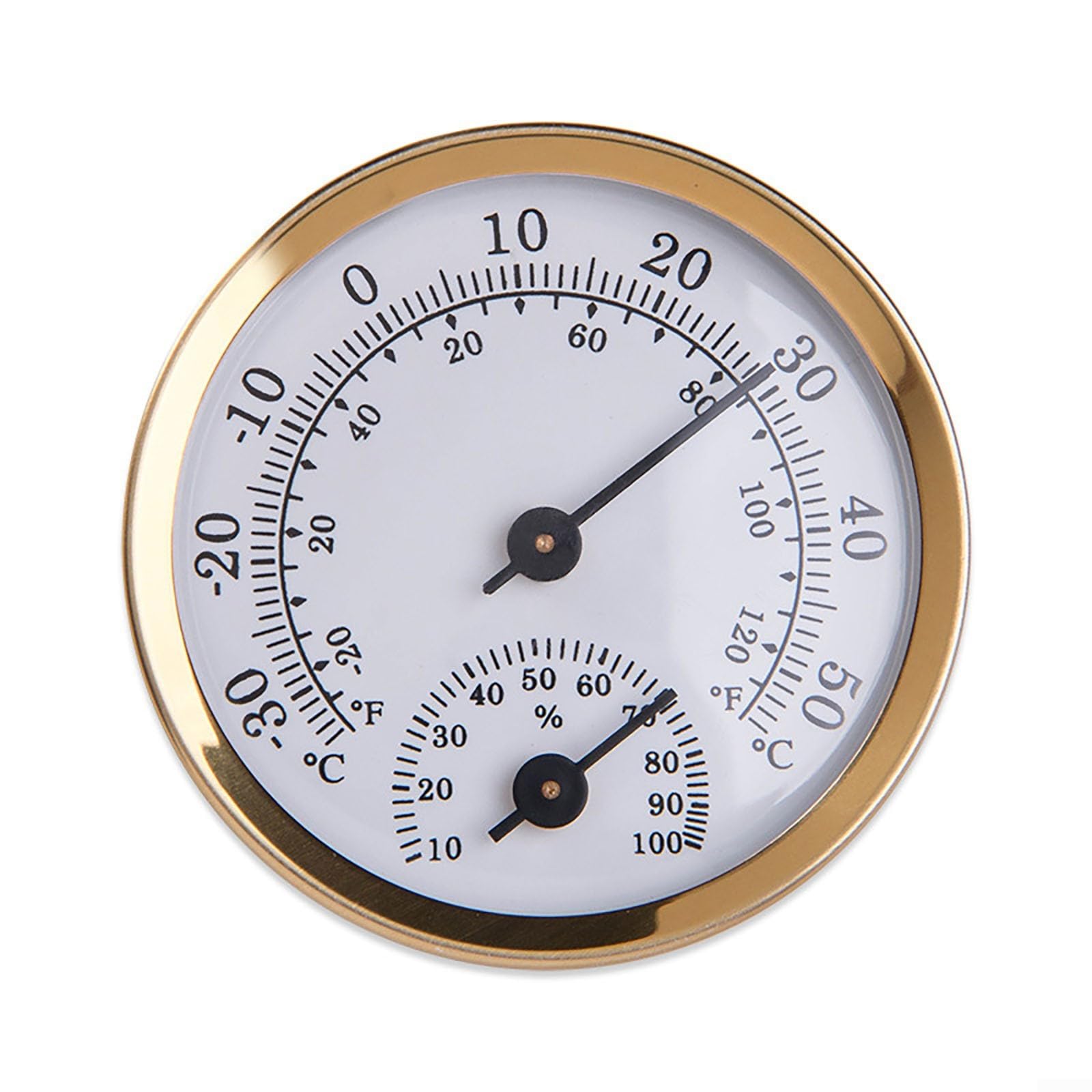 Indoor Outdoor Thermometer Hygrometer, 2.2 inch Mini Wall Mounted Thermometer Hygrometer, Analog Thermometer Dial Temperature Humidity Monitor for Room Temp(gold)
