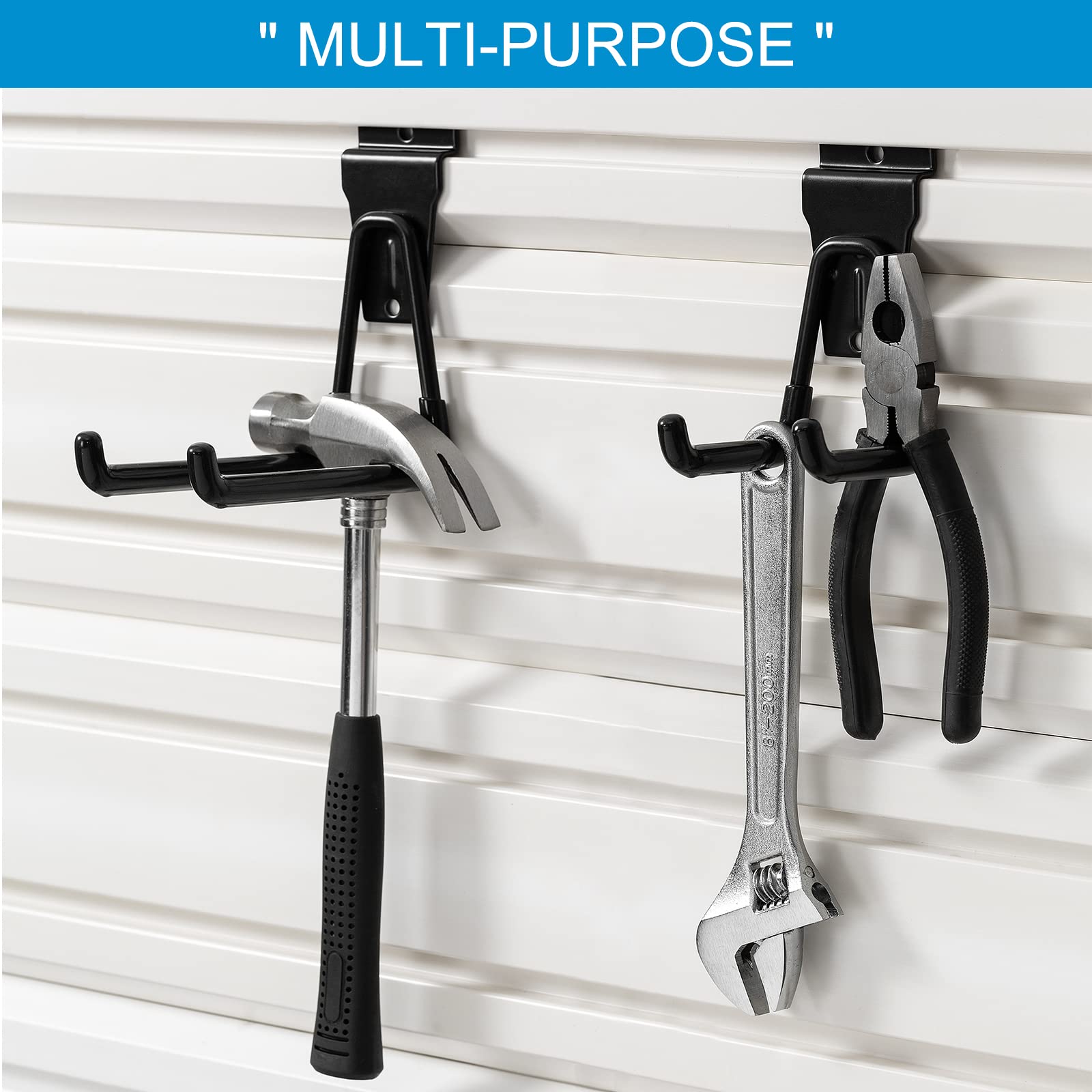 Ganchos para colgar en la pared, accesorios para tablillas, surtido de ganchos para tablillas, accesorios de pared de listones, ganchos y perchas de listones de garaje resistentes, paquete de
