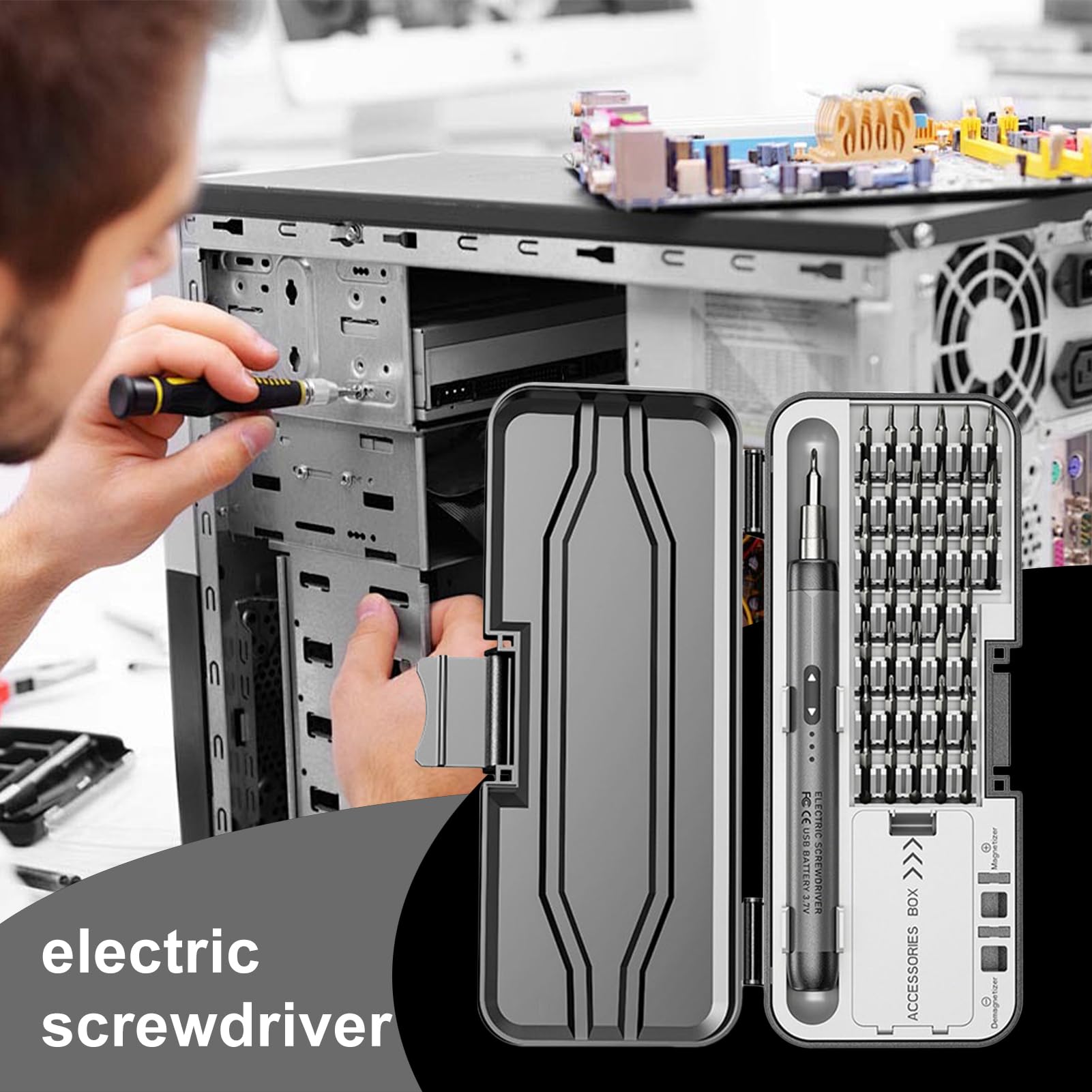 Destornillador eléctrico 46 en 1 recargable para reparación portátil