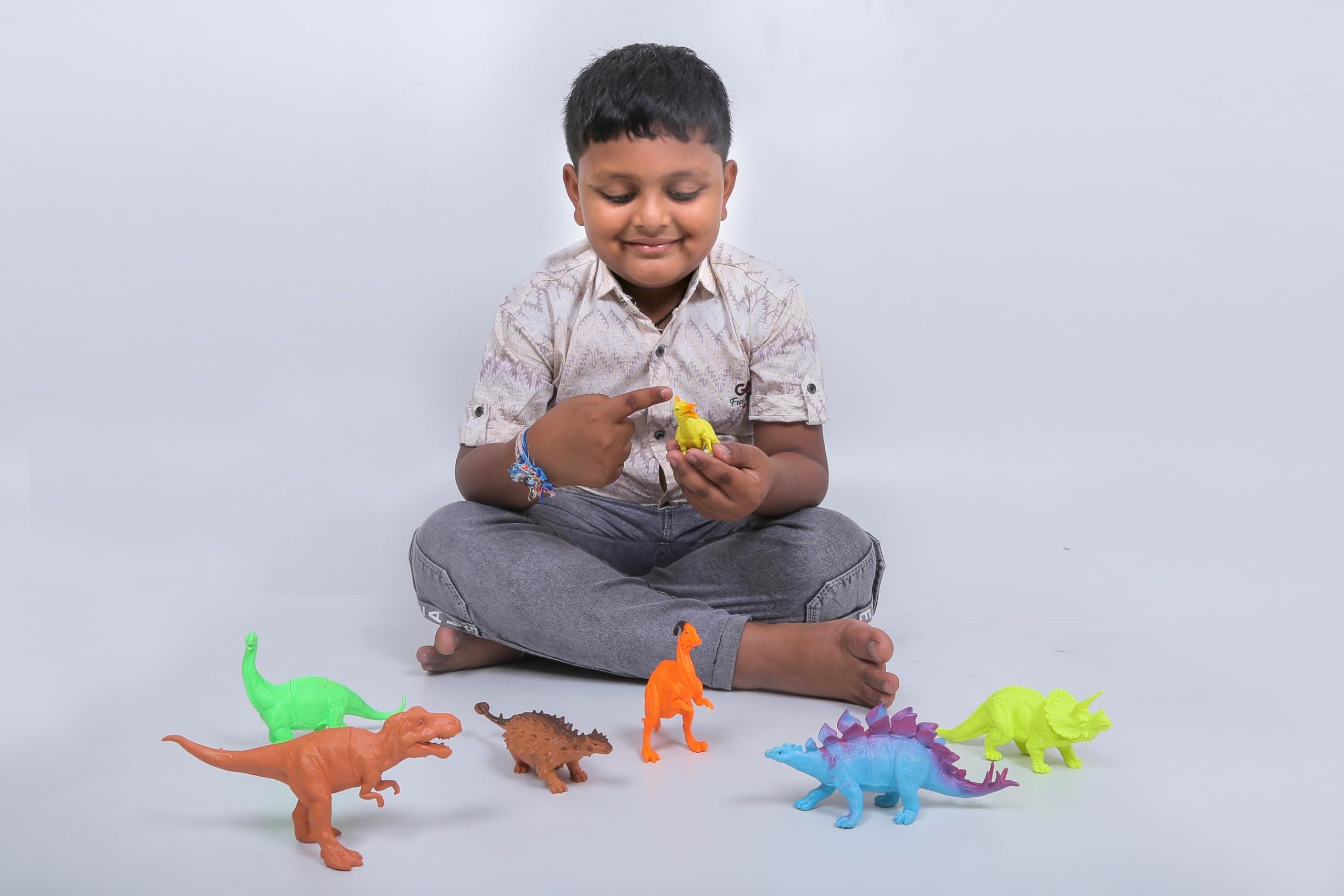 HASHFLOW Realistic Dinosaur Figures Playset Rubber Wild Animal Dinosaur Toys-7PC 2