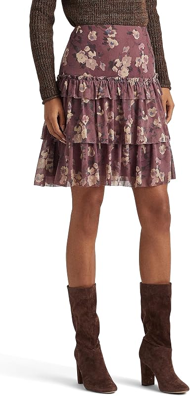 Minifalda Floral Crinkle Georgette morado Multi 16