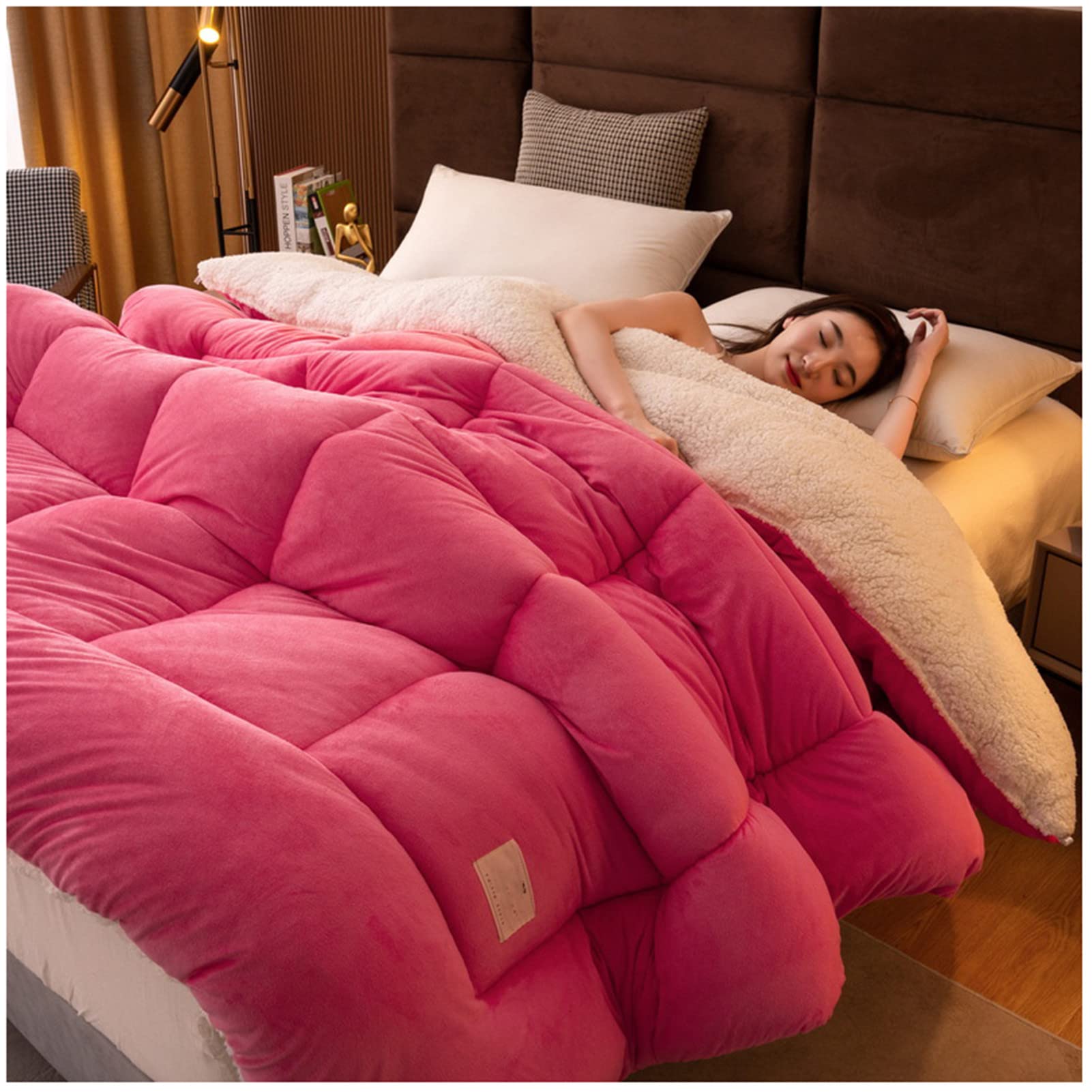 King Size Winter Cotton Duvet Hypoallergenic Coverless Quilt Luxury Pure Cotton Collection Machine Washable & Thickened for Extra Warmth Red 150x200cm 2.5KG