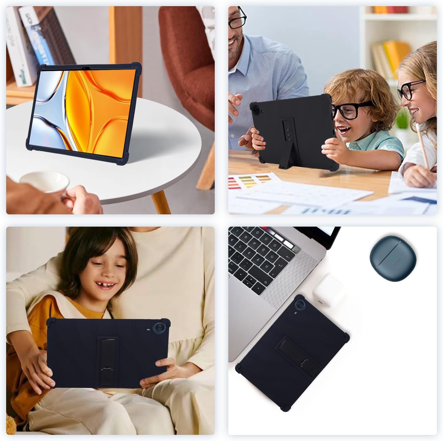 Case for Callsky-Pro/Callsky Ctab 14 / Teclast T70 14inch Android 14 Tablet,Adjustable Bracket,Soft Silicone Protective Cover with Adjustable Stand, Lightweight and Kid-Friendly(Black)