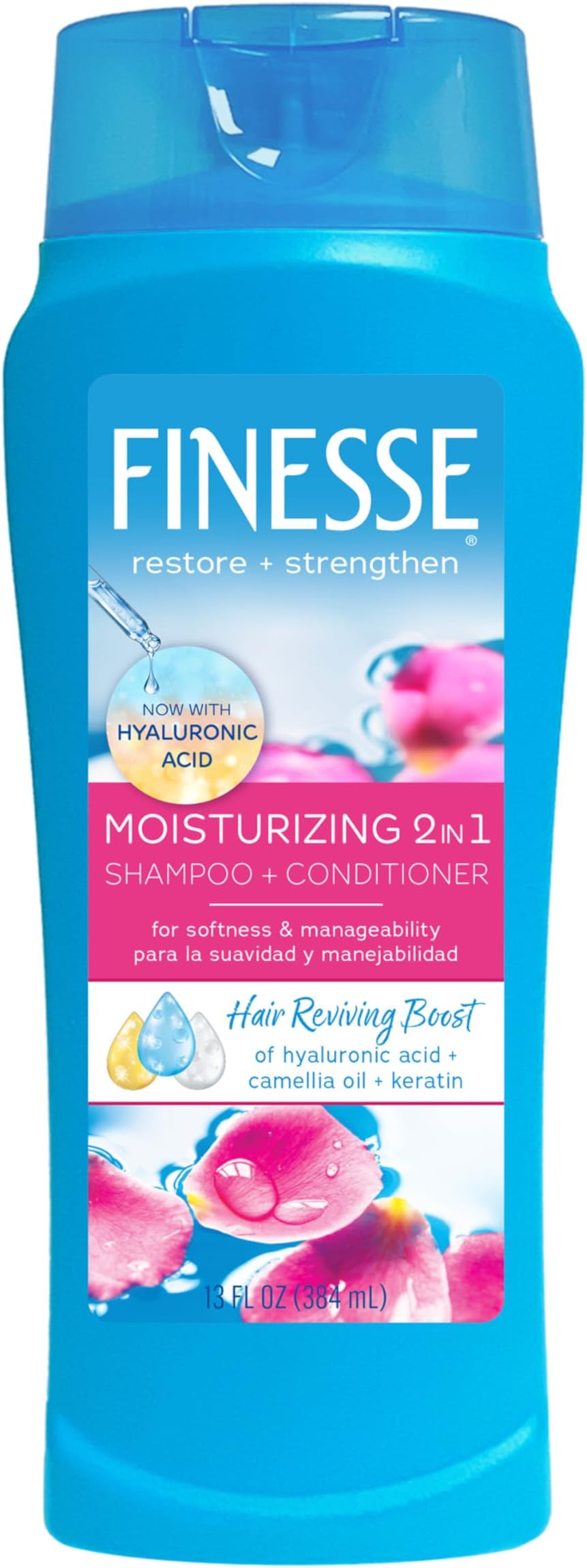 FINESSE Restore + Strengthen Moisturizing 2in1 Shampoo + Conditioner, 13 oz (Pack of 6), Moisturize & Repair Dry or Damaged Hair