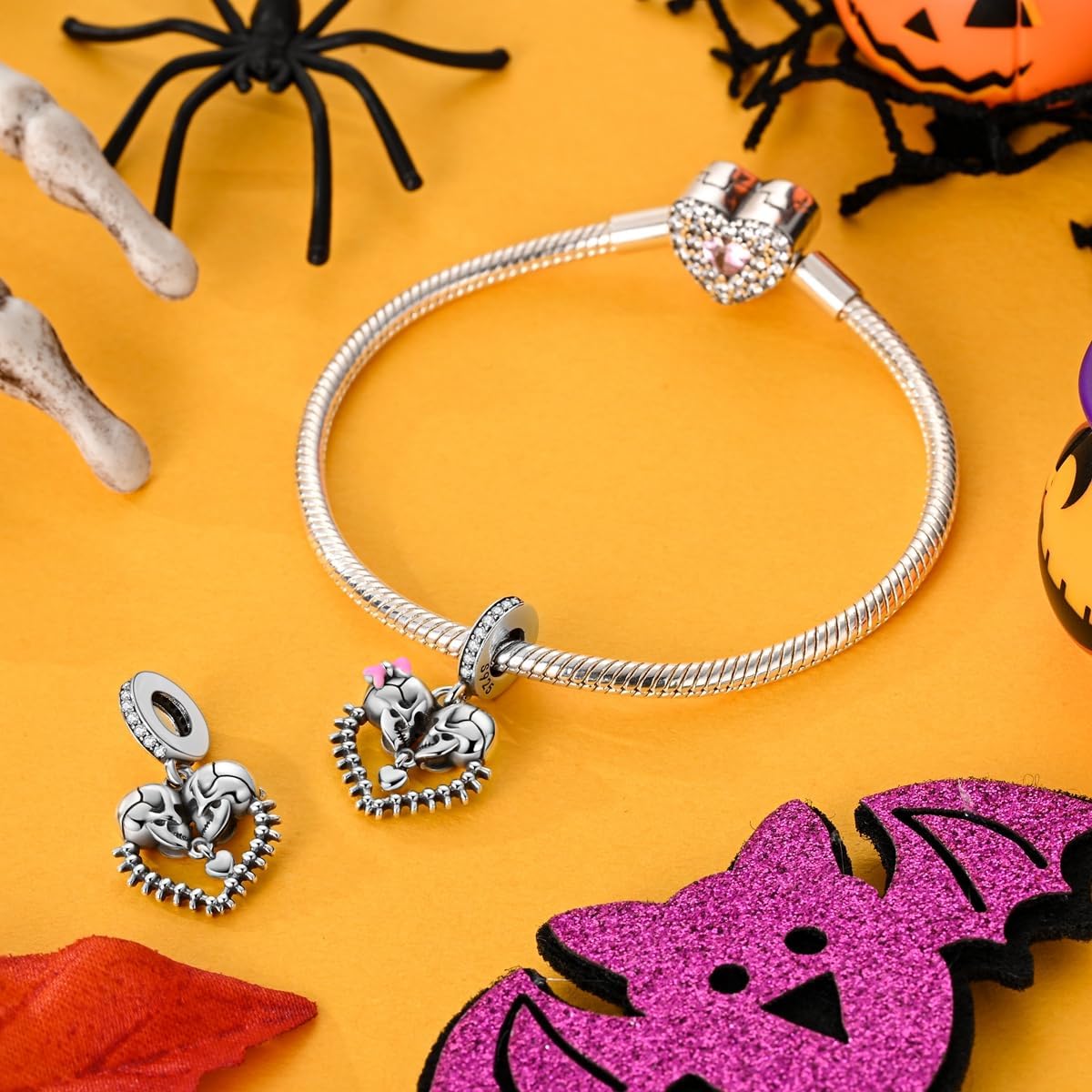 Parmuz Halloween Pumpkin Charms Ghost Black Cat Cross Charm Sterling Silver 925 Halloween Horror Beads for Bracelet/Necklace Jewelry for Women - Image 6