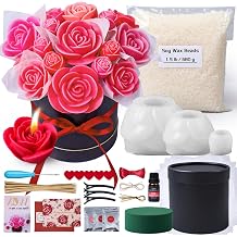 Rose Candle Making Kit with Round Gift Box,DIY Soy Wax KitBlack