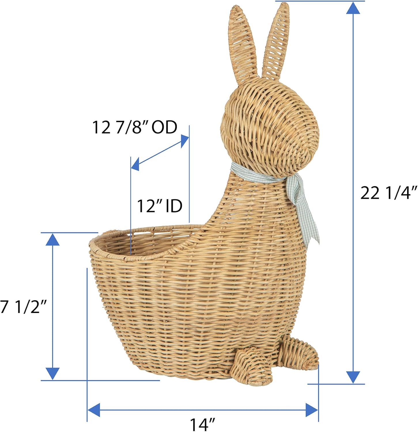 Kouboo Wicker Bunny Decorative Storage & Toy Basket, Pets Gifts Baby Shower, Natural
