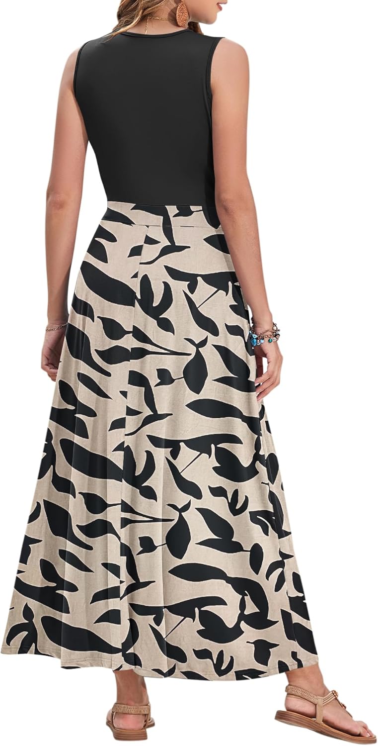 AUSELILY Women's Maxi Dress 2026 Summer Casual Sleeveless Sundress V Neck Wrap Vacation Cocktail Long Dresses with Pockets - Image 4