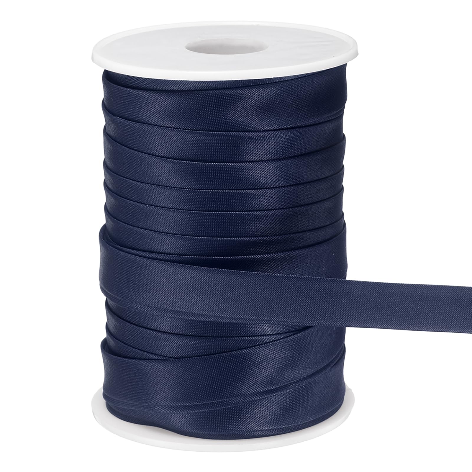 sourcing map Double Fold Bias Tape for Sewing, 5/8 Inch x 25 Yards Satin Bias Binding Tape Continuous Bulk for Quilting Binding Seaming Hemming Fabric Piping DIY Craft, Dark Navy Blue