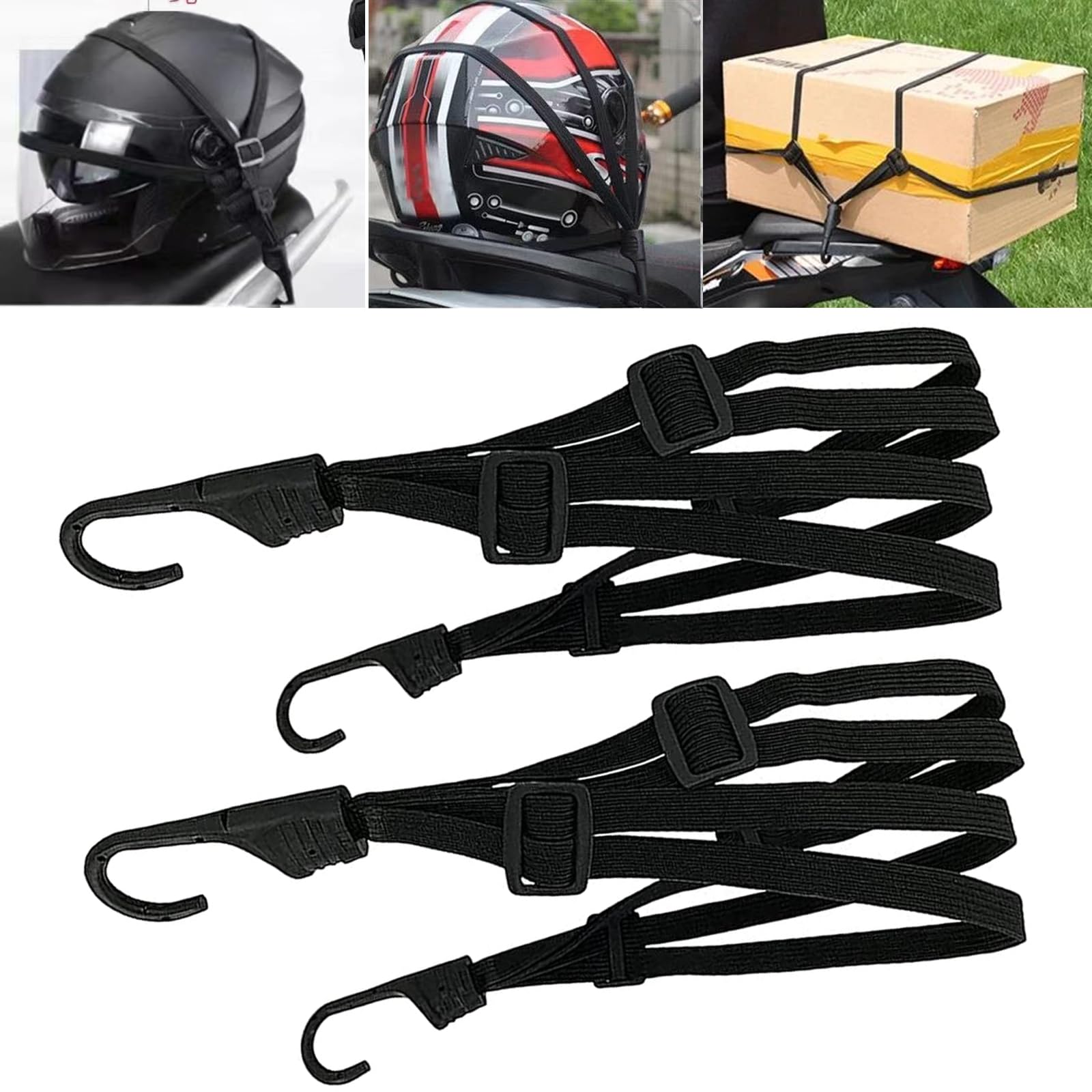 Lot De 2 Sangles Élastiques De Fixation Pour Porte-Bagages De Vélo - Nylon Résistant Avec Crochets - 68 Cm - Pour Attacher Bagages Et Charges En Toute Sécurité - 10