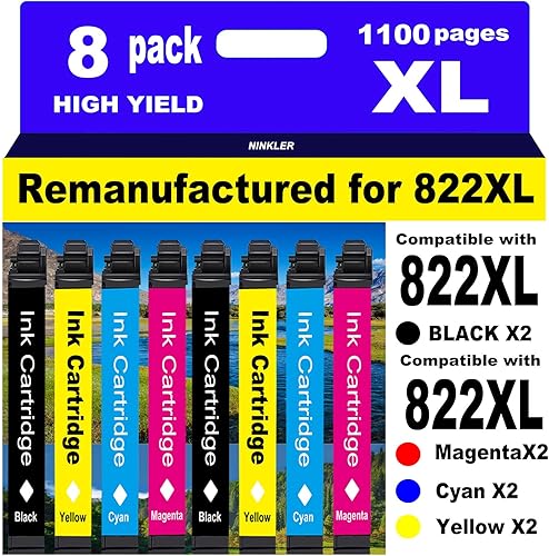 NINKLER 822XL remanufacturado para cartuchos de tinta Epson 822 para 822 XL T822 Workforce Pro WF-3820 WF-3823 WF-4820 WF-4830 WF-4833 WF-4834