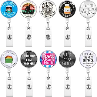 10pcs Badge Holder Retractable Clip, Badge Holder Reel with Clip Cute Funny Badge Holder Retractable Swivel Clip Nursing ID for Doctors Nurses Volunteers